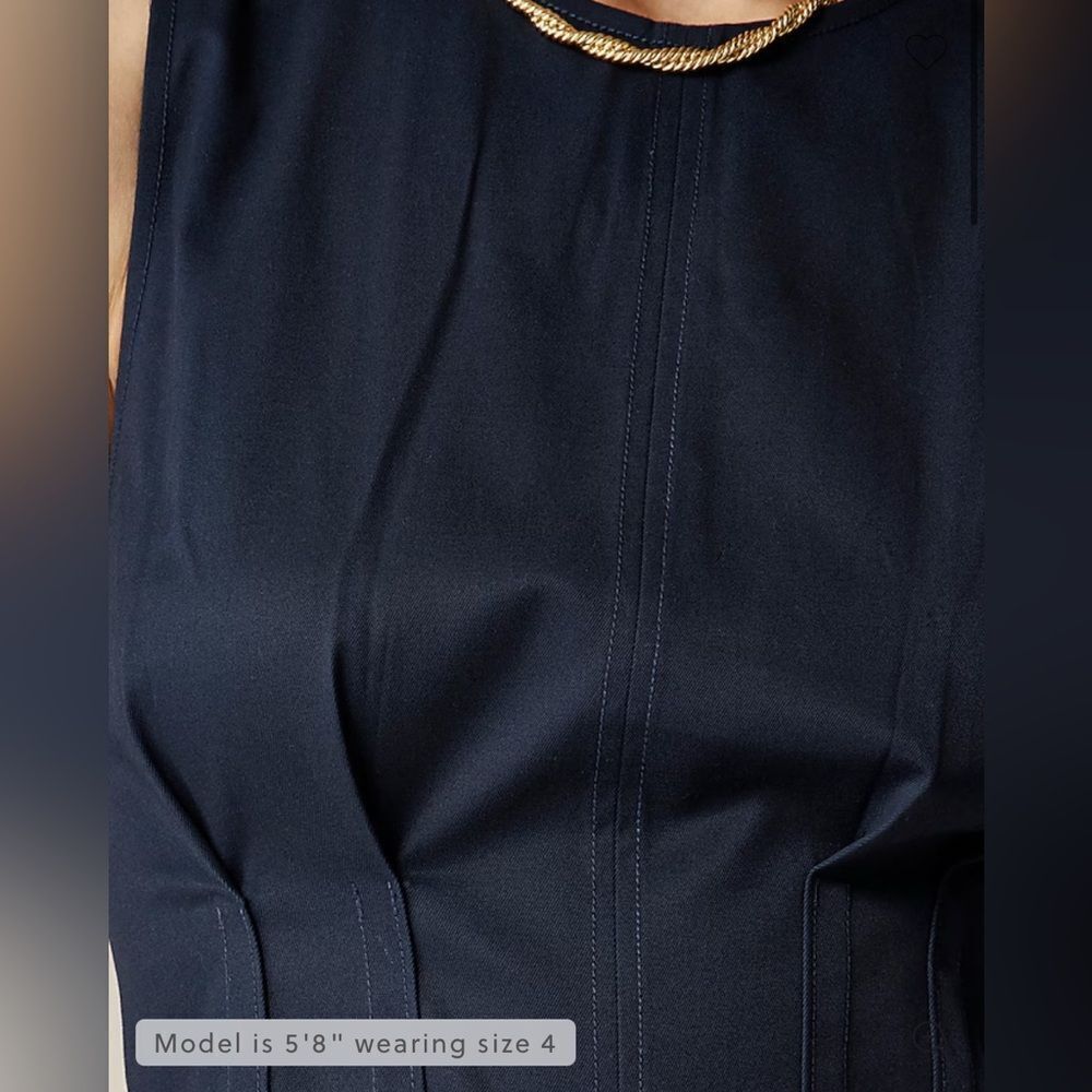 NWT J CREW Pintuck midi dress in stretch twill in navy - Picture 4 of 7